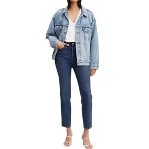 Levi's‎ Premium Wedgie Jeans 27 Dark Wash High Rise Raw Hem Button Fly Ankle 4